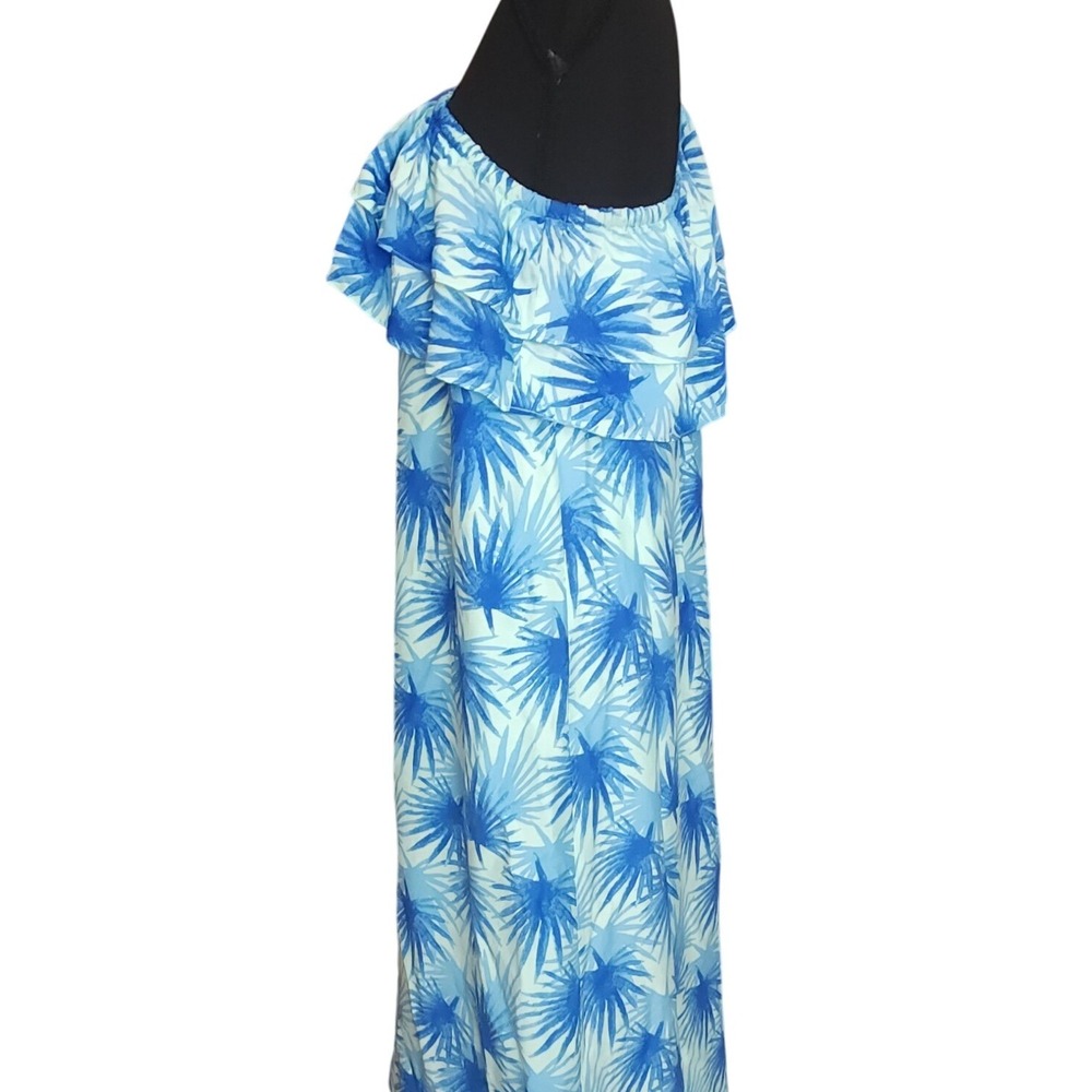 VINEYARD VINES Silk Blend Ruffle One-Shoulder Dress Blue Palm Leaf Size 2 $198 - Picture 5 of 7